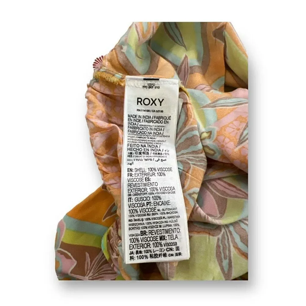 Roxy Midnight Avenue Wide Leg Lightweight Pants women’s Size XL orange floral - Picture 7 of 9